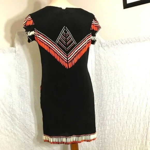 Karina Grimaldi Boho Beaded Mini Dress Size XS